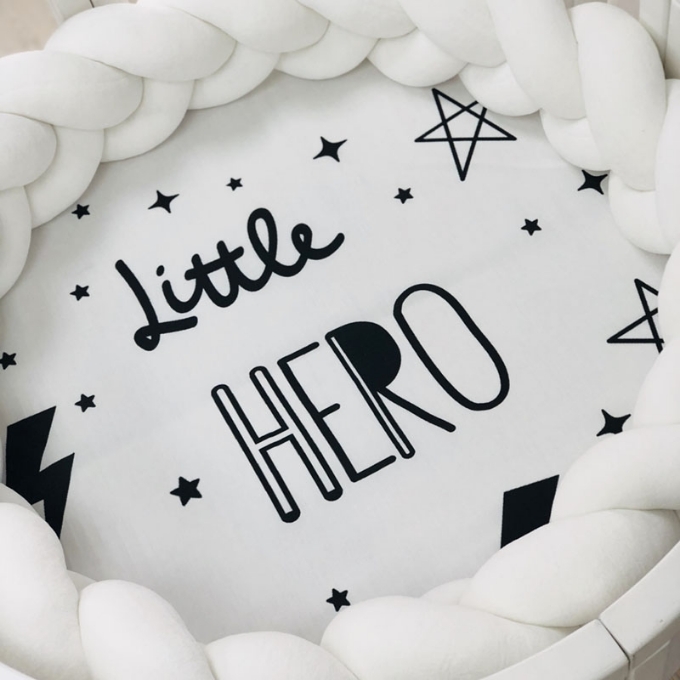 Husa saltea rotunda patut bebe copii cu elastic, Little hero (2)